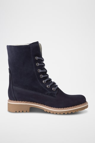 Bottines fourrées en nubuck - Bleu marine