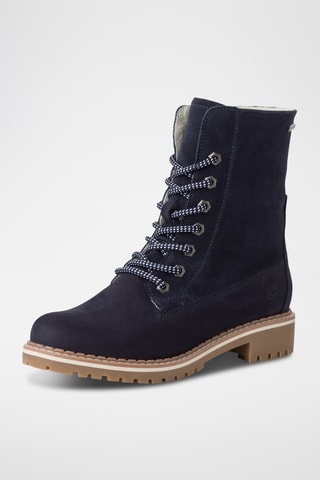 Bottines fourrées en nubuck - Bleu marine
