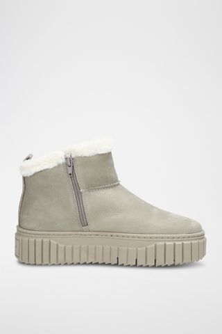 Bottines fourrées en nubuck - Taupe