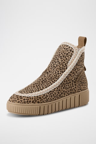 Bottines plateformes fourrées en nubuck - Marron
