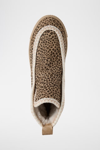 Bottines plateformes fourrées en nubuck - Marron