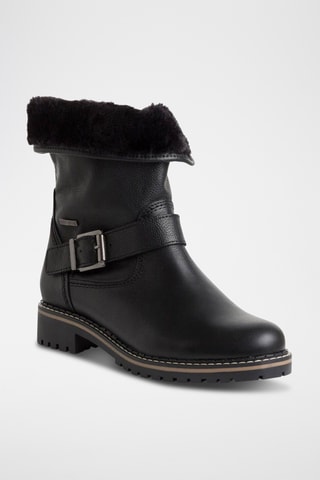 Bottines fourrées en cuir - Noir