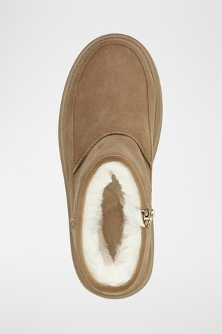 Bottines fourrées en nubuck - Beige