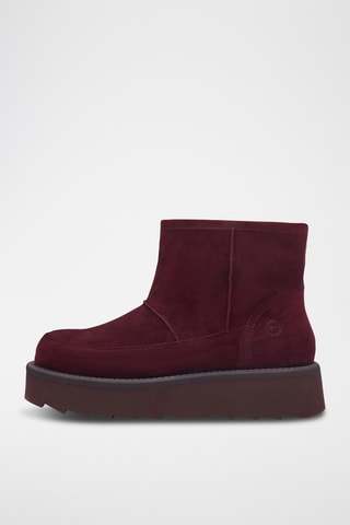 Bottines fourrées en nubuck - Bordeaux