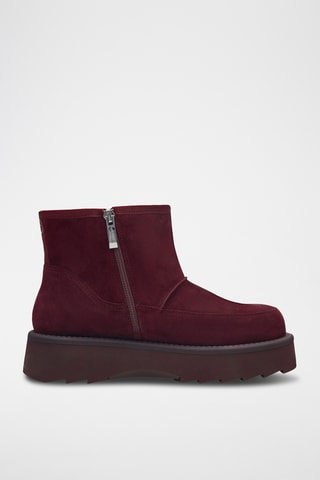 Bottines fourrées en nubuck - Bordeaux