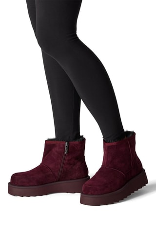 Bottines fourrées en nubuck - Bordeaux
