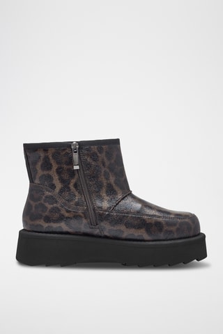 Bottines plateformes fourrées - Marron