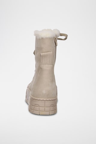 Bottines plateformes fourrées en nubuck - Beige