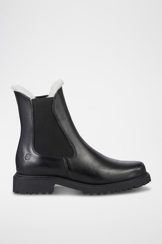 Bottines Chelsea fourrées en cuir - Noir