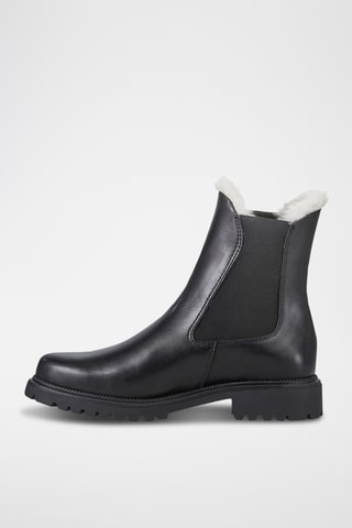 Bottines Chelsea fourrées en cuir - Noir
