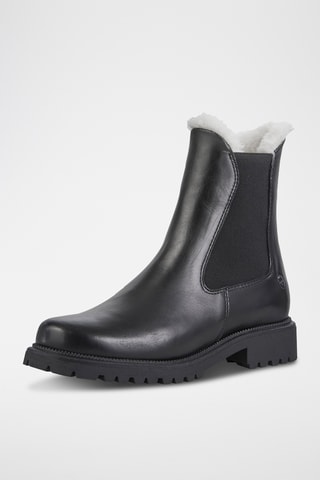 Bottines Chelsea fourrées en cuir - Noir