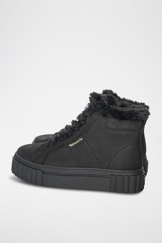 Bottines plateformes fourrées en nubuck - Noir