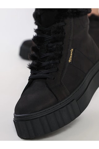 Bottines plateformes fourrées en nubuck - Noir