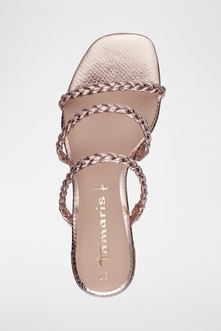 Mules à talons en cuir - Doré rose 