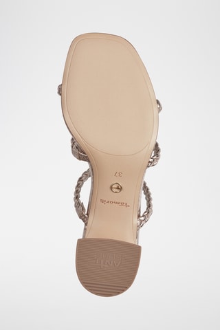 Mules à talons en cuir - Doré rose 
