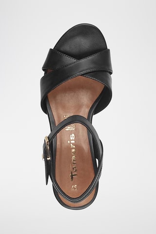 Sandales compensées en cuir - Noir