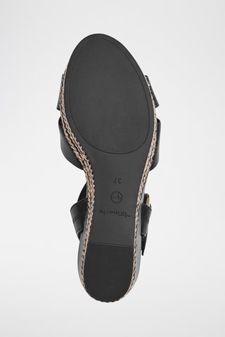 Sandales compensées en cuir - Noir