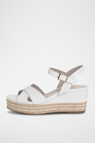 Sandales compensées en cuir - Blanc