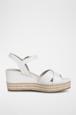 Sandales compensées en cuir - Blanc