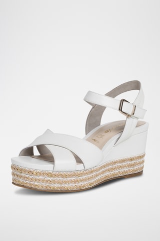 Sandales compensées en cuir - Blanc