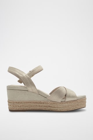 Sandales compensées en cuir - Doré