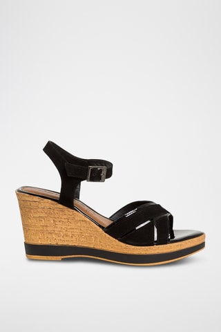 Sandales compensées en nubuck - Noir