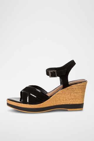 Sandales compensées en nubuck - Noir