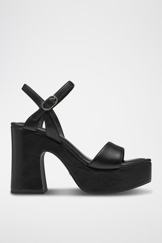 Sandales à talons en cuir - Noir 