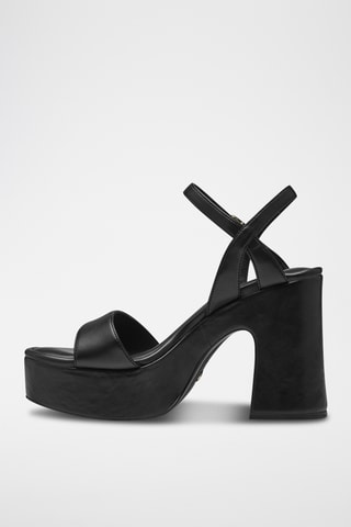 Sandales à talons en cuir - Noir 