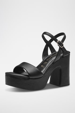 Sandales à talons en cuir - Noir 