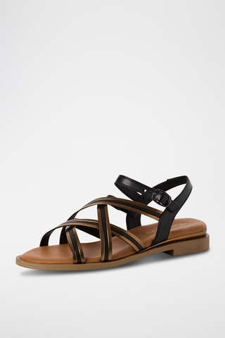 Sandales en cuir - Noir et doré