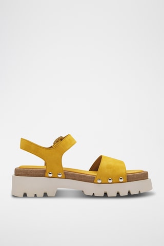 Sandales compensées en cuir - Jaune