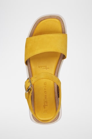 Sandales compensées en cuir - Jaune