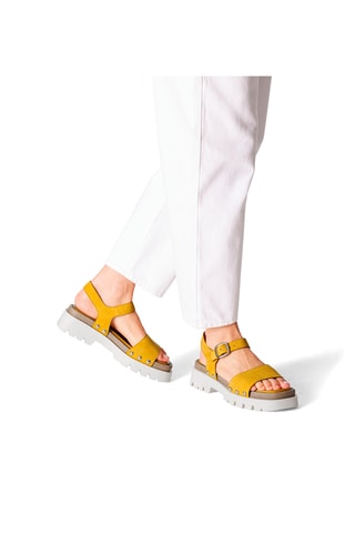 Sandales compensées en cuir - Jaune