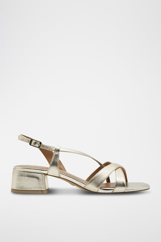 Sandales à talons en cuir - Doré