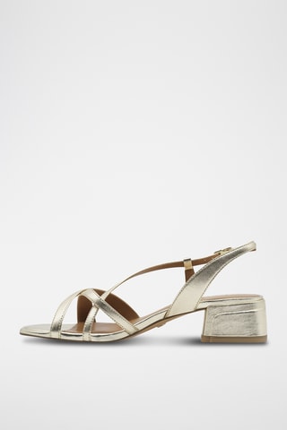 Sandales à talons en cuir - Doré
