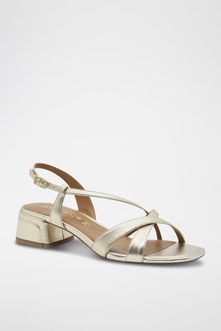 Sandales à talons en cuir - Doré