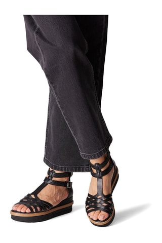 Sandales compensées en cuir - Noir 