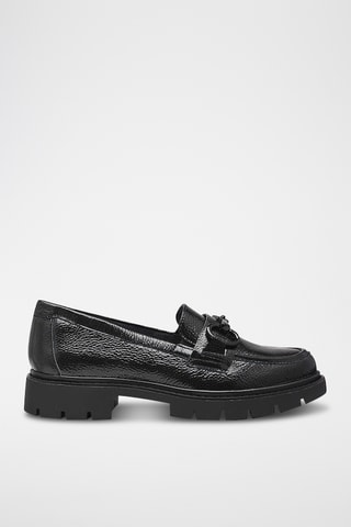 Mocassins à talons en cuir - Noir 