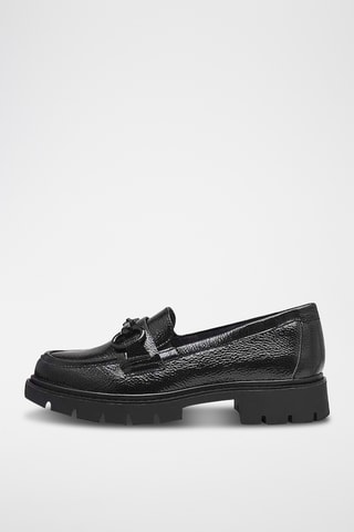Mocassins à talons en cuir - Noir 