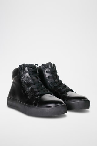 Baskets montantes en cuir - Noir 