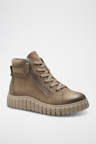 Boots fourrés en cuir - Taupe