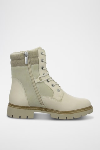 Boots fourrés en cuir - Vert d’eau