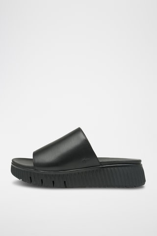 Mules plateformes en cuir - Noir