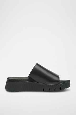 Mules plateformes en cuir - Noir