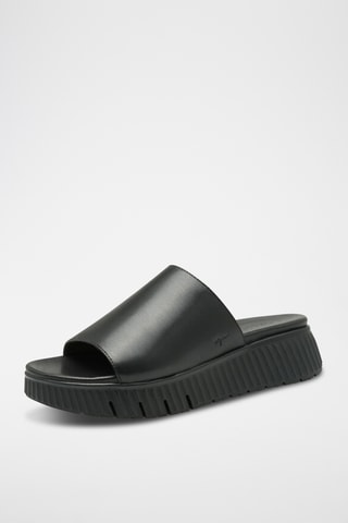 Mules plateformes en cuir - Noir