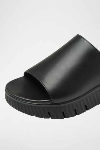 Mules plateformes en cuir - Noir