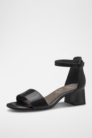Sandales à talons en cuir - Noir 