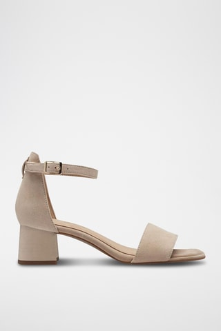 Sandales à talons en nubuck - Beige