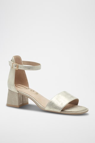 Sandales à talons en cuir - Argenté 